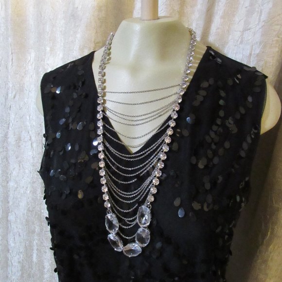 Long BOLD Rhinestone Chain Statement Necklace EUC - Picture 10 of 13
